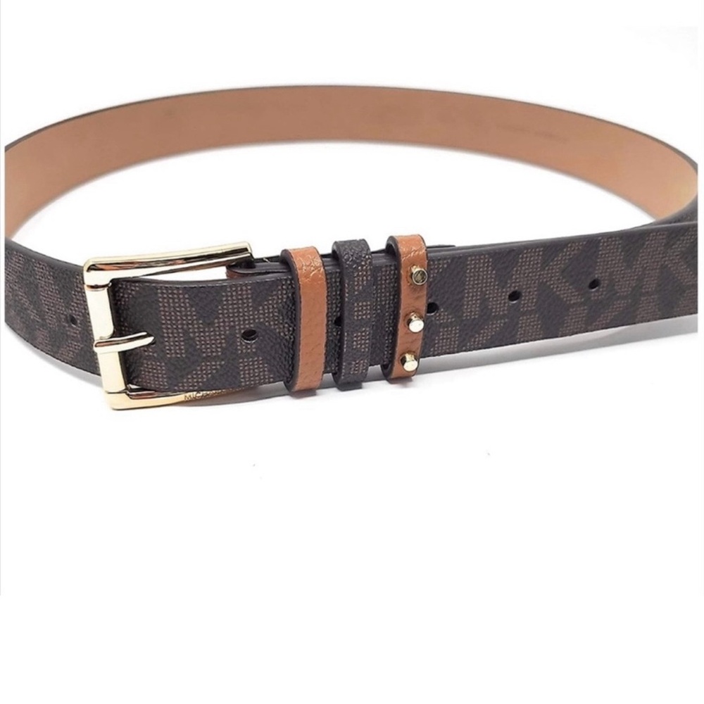 Michael Kors Belt Brown Signature MK Logo. Size Medium. NWT